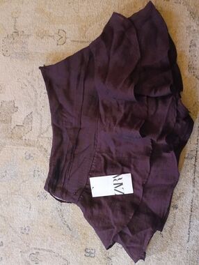 Zara Women's Dark Plum Layered Ruffle Skort